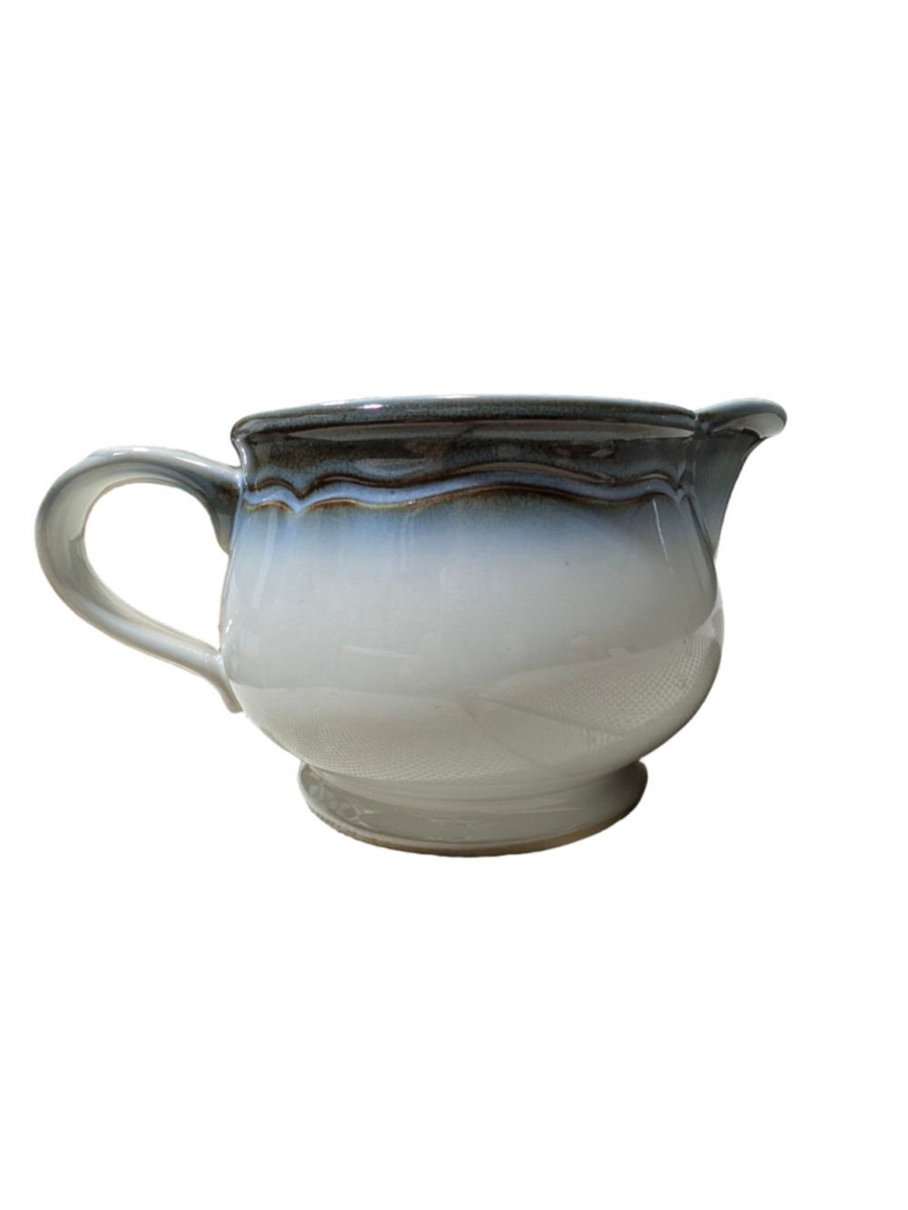 Noritake Stoneware Creamer Pitcher 3.75 x 7 inches White and Blue